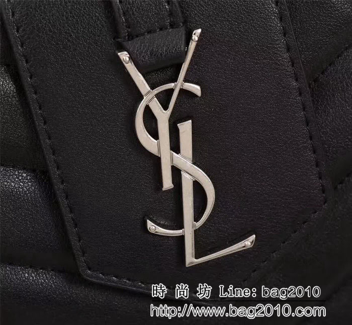 YSL聖羅蘭 爆款 LOULOU小號黑色Y型車線小牛皮時尚購物袋 27795 YAS1057